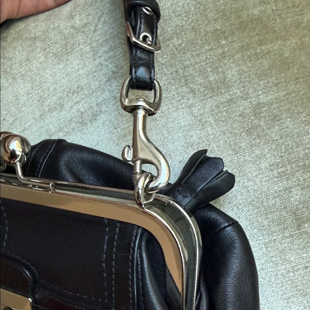 Coach Black Leather Clutch with Silver Accents - Picture 4 of 12